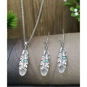 Feather Earring Necklace Set